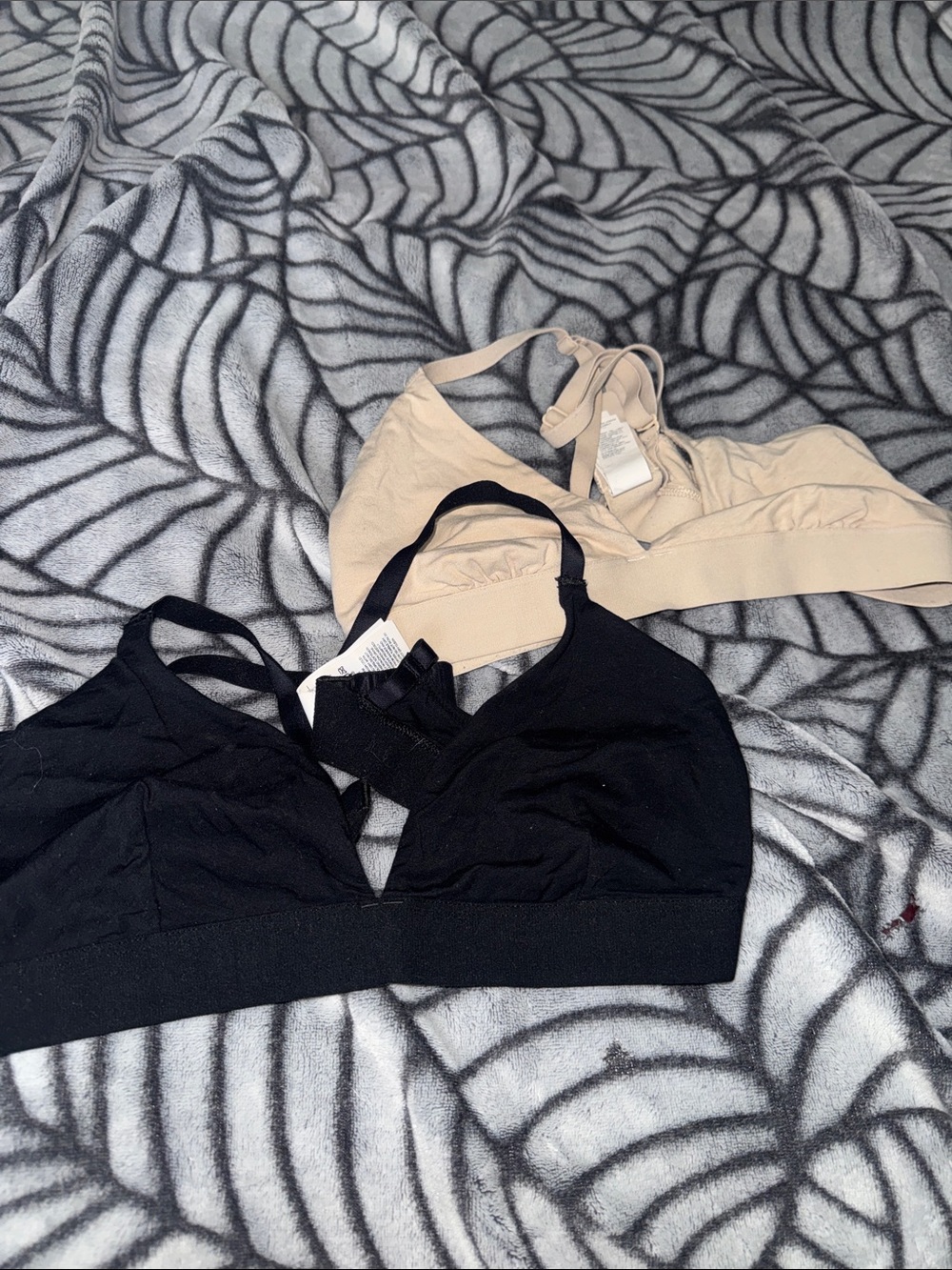 Set of 2 Large Cotton Triangle Light Support Bras Adjustable Convertible Straps